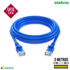 Cabo de Rede Patch Cord Impact Giga Utp Cat6 3m Intelbras - Azul